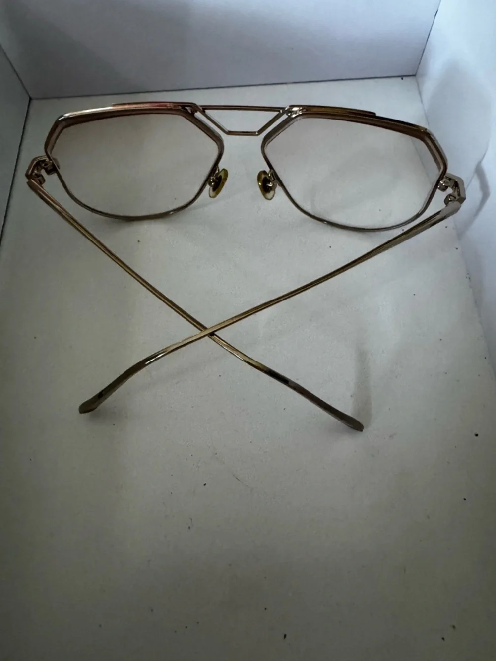 MCM Silver Metal Geometric Frame Glasses